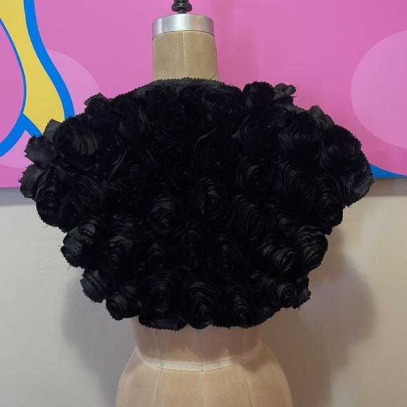 Givenchy Black Satin Roses Bolero Cropped Jacket - Picture 6 of 11